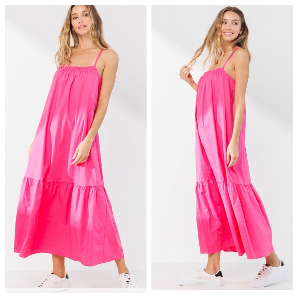 This years Favorite Color! Sleeveless Ruffle Front Tier Maxi Dress - Picture 4 of 4